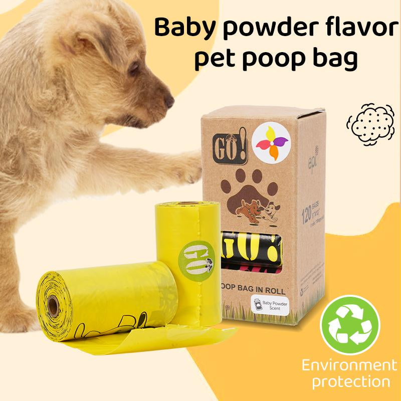 Portable Dog Poop Bags – Perfect for Dog Walks & Home Cleanup, Extra Thick No-Rip Biodegradable with Baby Powder Scent to Eliminate All Odors, Suitable for Pet Parents（120-Count ）