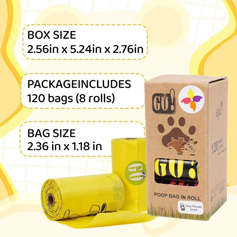 Portable Dog Poop Bags – Perfect for Dog Walks & Home Cleanup, Extra Thick No-Rip Biodegradable with Baby Powder Scent to Eliminate All Odors, Suitable for Pet Parents（120-Count ）