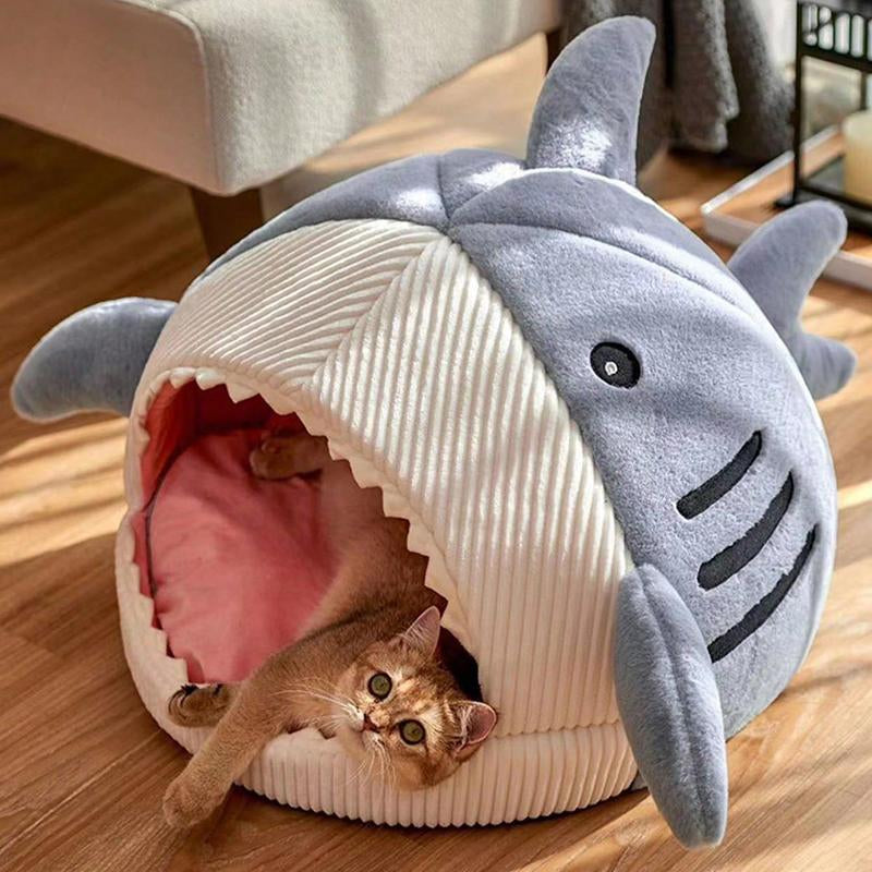 Winter Warm Pet Bed, Spring Shark Design Soft Cat Bed Room Decor, Cute Shark Designed Breathable Dog Bed, Pet Supplies for Indoor Use, Summer Gift, Dog Accessories, Cat Stuff