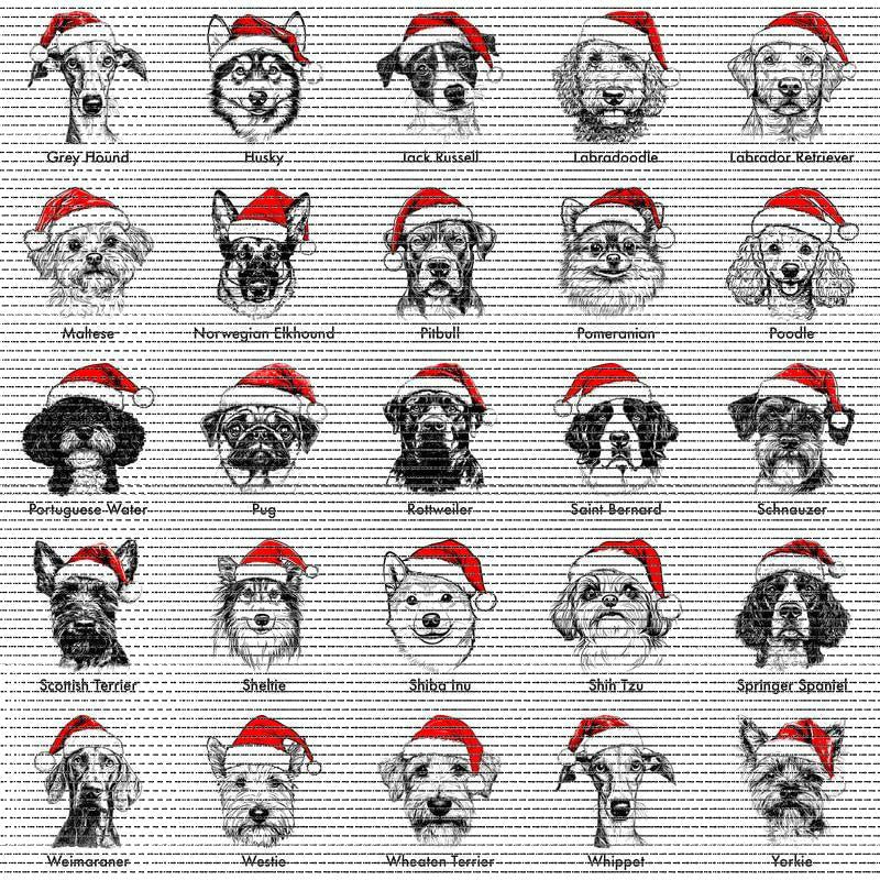 Festive Santa Paws Holiday Dog Pullover ASH GREY Sweatshirt – Custom Dog Breeds in Festive Santa Hat | Gildan Unisex Holiday Pullover