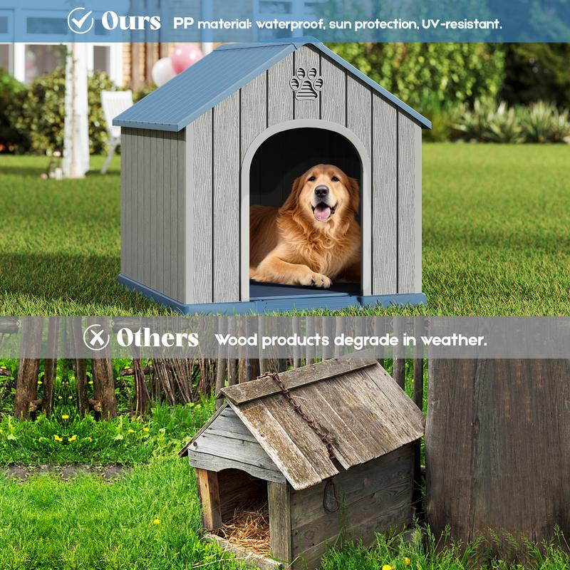 Durable Waterproof Plastic Dog/ Sheep House for Small to Large Sheep, Indoor Outdoor Pet Shelter with Ventilated Roof and Elevated Floor, Easy Assembly
