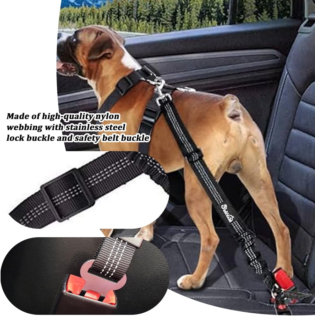 2 Piezas Cinturón De Seguridad De Coche Universal Para Todos Los Perros, Cinturon Seguridad Perro Coche, Arnés Del Cinturón De Nylon Ajustable Universal, Para Todas Las Razas Perros Y Gatos