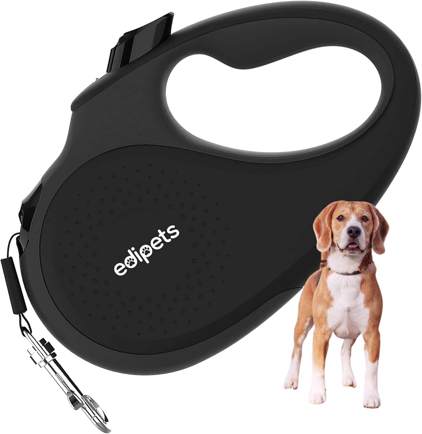 Edipets, Correa Perro Extensible, Retráctil, 5 Metros, 360º Sin Enredos, Cinta De Nailon Para Adiestramiento Y Paseo, Para Perro Grande Mediano Y Pequeño (Negro, < 50 Kg)