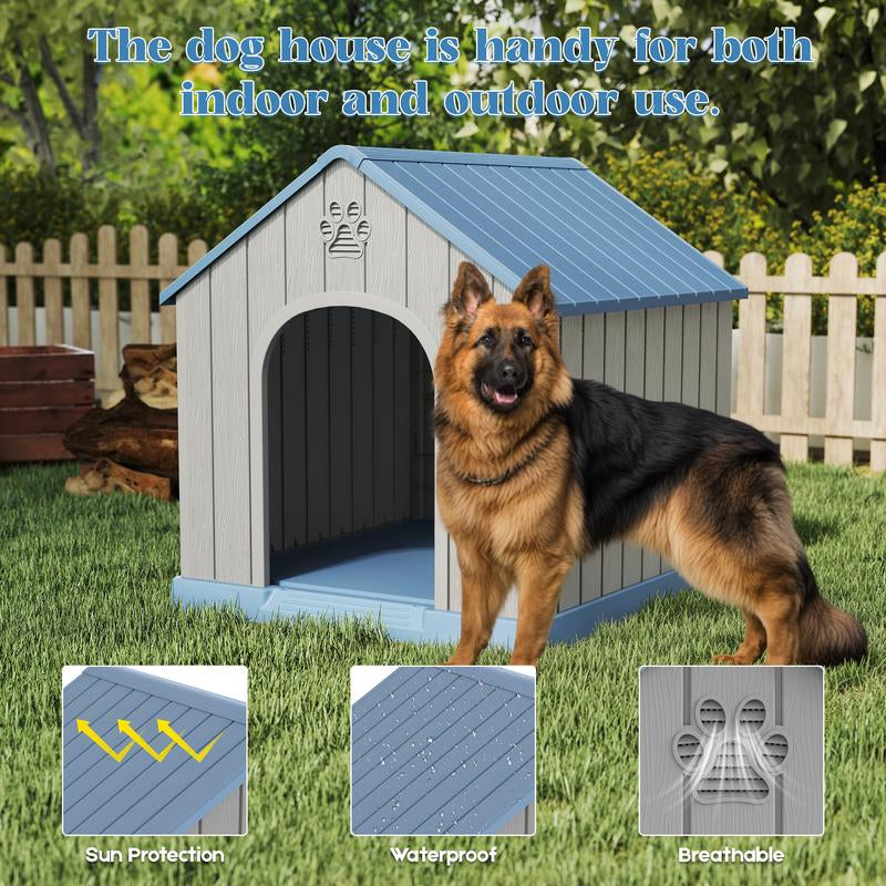 Durable Waterproof Plastic Dog/ Sheep House for Small to Large Sheep, Indoor Outdoor Pet Shelter with Ventilated Roof and Elevated Floor, Easy Assembly