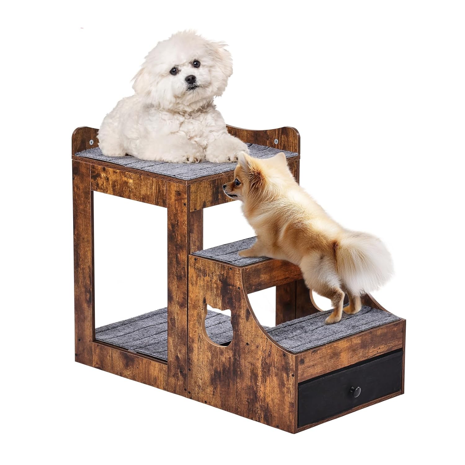 VEVOR Litera Para Perros Y Gatos Con Escaleras Extraíbles 830X450X675 Mm Múltiples Escalones Con Cajón De Almacenamiento Para Uso En Interiores, Hogar, Dormitorio, Cerca De Cama Y Ventana, Marrón