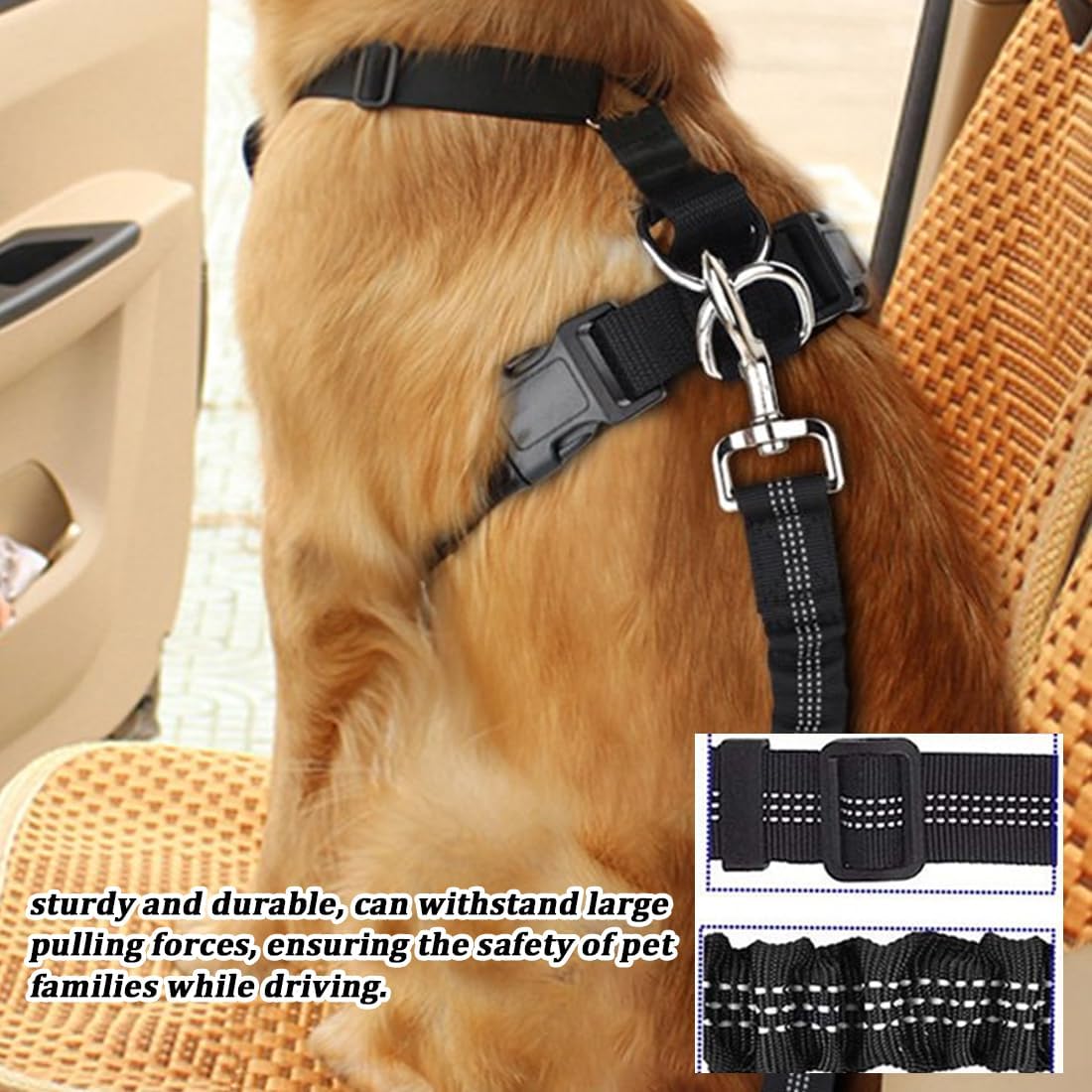 2 Piezas Cinturón De Seguridad De Coche Universal Para Todos Los Perros, Cinturon Seguridad Perro Coche, Arnés Del Cinturón De Nylon Ajustable Universal, Para Todas Las Razas Perros Y Gatos