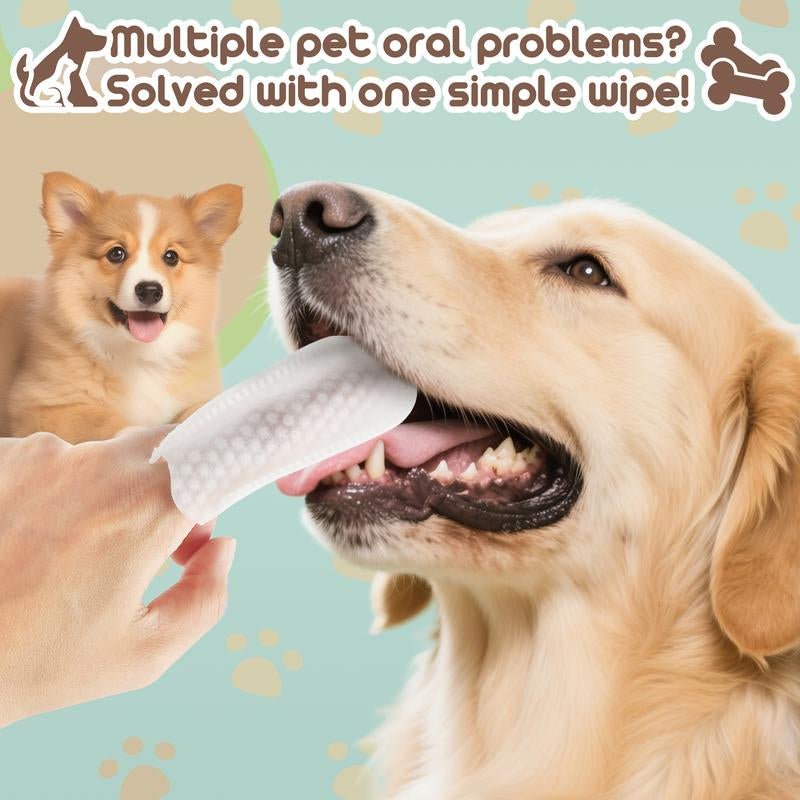 【Tailorix】Pet Care Finger Wipes for Dental, Ear, and Eye Hygiene.50 Clips,Grooming Kit Care for Dogs and Cats Grooming Wipes Freshens Breath, Easy to Use,