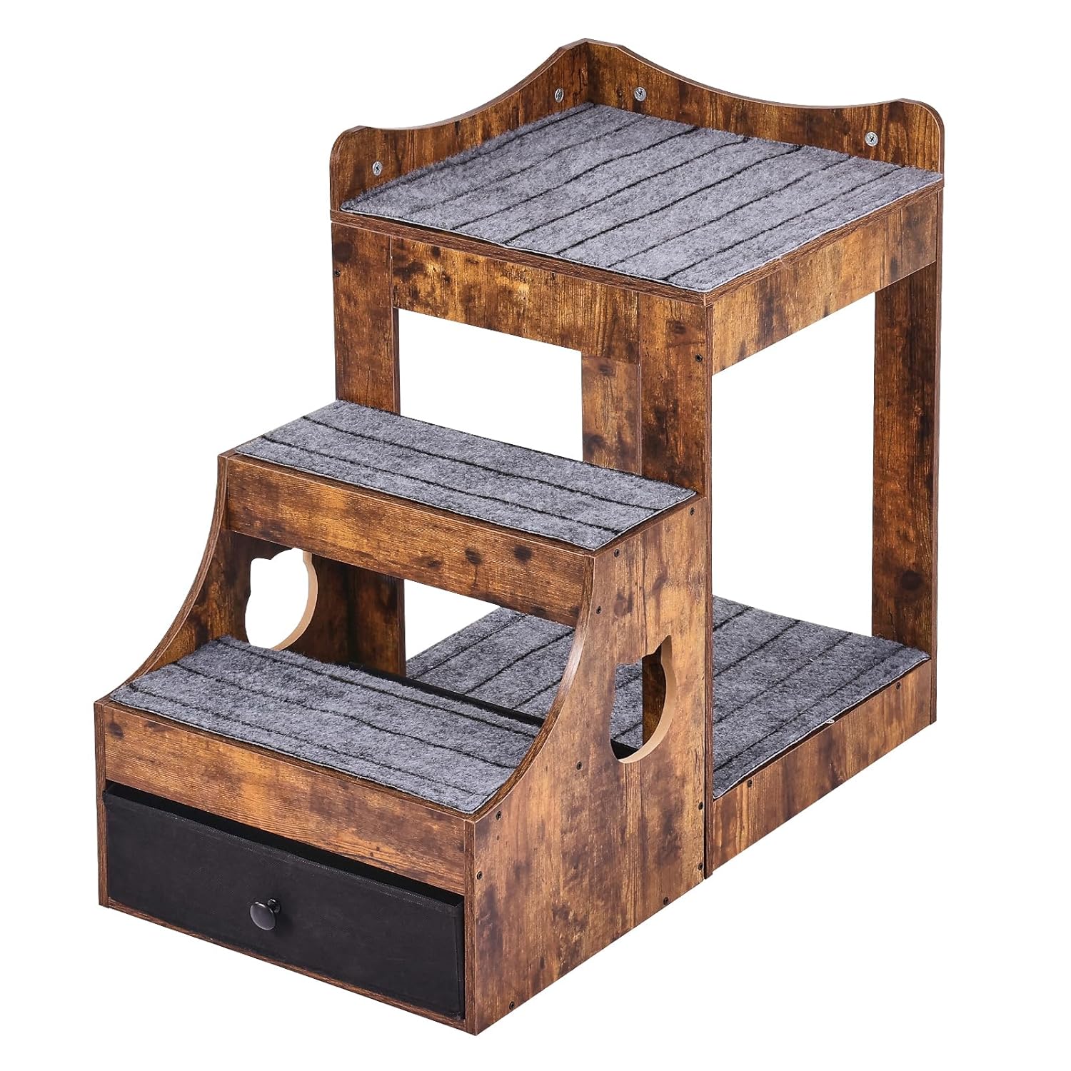 VEVOR Litera Para Perros Y Gatos Con Escaleras Extraíbles 830X450X675 Mm Múltiples Escalones Con Cajón De Almacenamiento Para Uso En Interiores, Hogar, Dormitorio, Cerca De Cama Y Ventana, Marrón