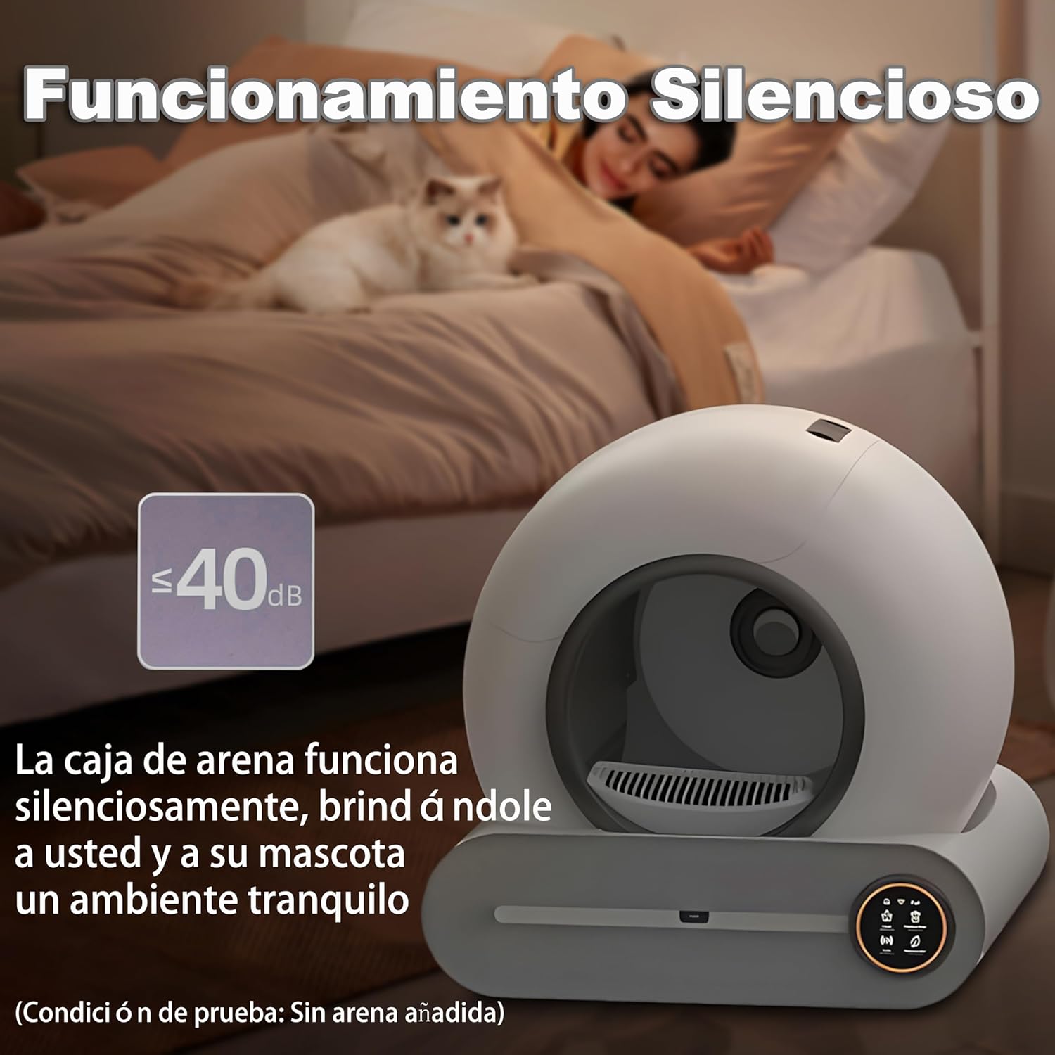 Arenero Gatos Autolimpiable, 74L Arenero Inteligente Para Gato Con Control App, Sin Fugas Orina, Eliminación De Olores Con 5 Rollos Bolsas Basura Y Tapetes Arena Gato Para Varios Gatos (A)