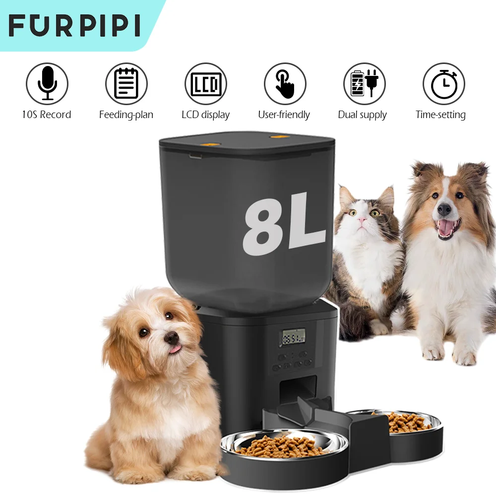 4L/8L Automatic Cat Feeder with Key Control  Manufacture User-Friendly Time Setting Feeder for Pets Dogs Cats