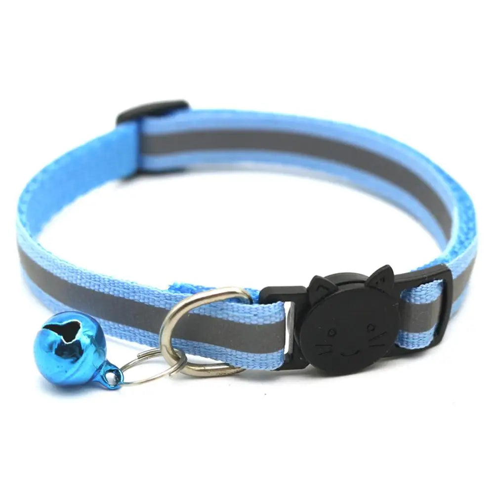 Safety Breakaway Cat Dog Collar Neck Strap Reflective Nylon Kitten Puppy Pet with Colorful Bell Puppy Pet Leash Accessories