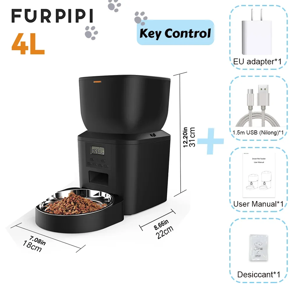 4L/8L Automatic Cat Feeder with Key Control  Manufacture User-Friendly Time Setting Feeder for Pets Dogs Cats