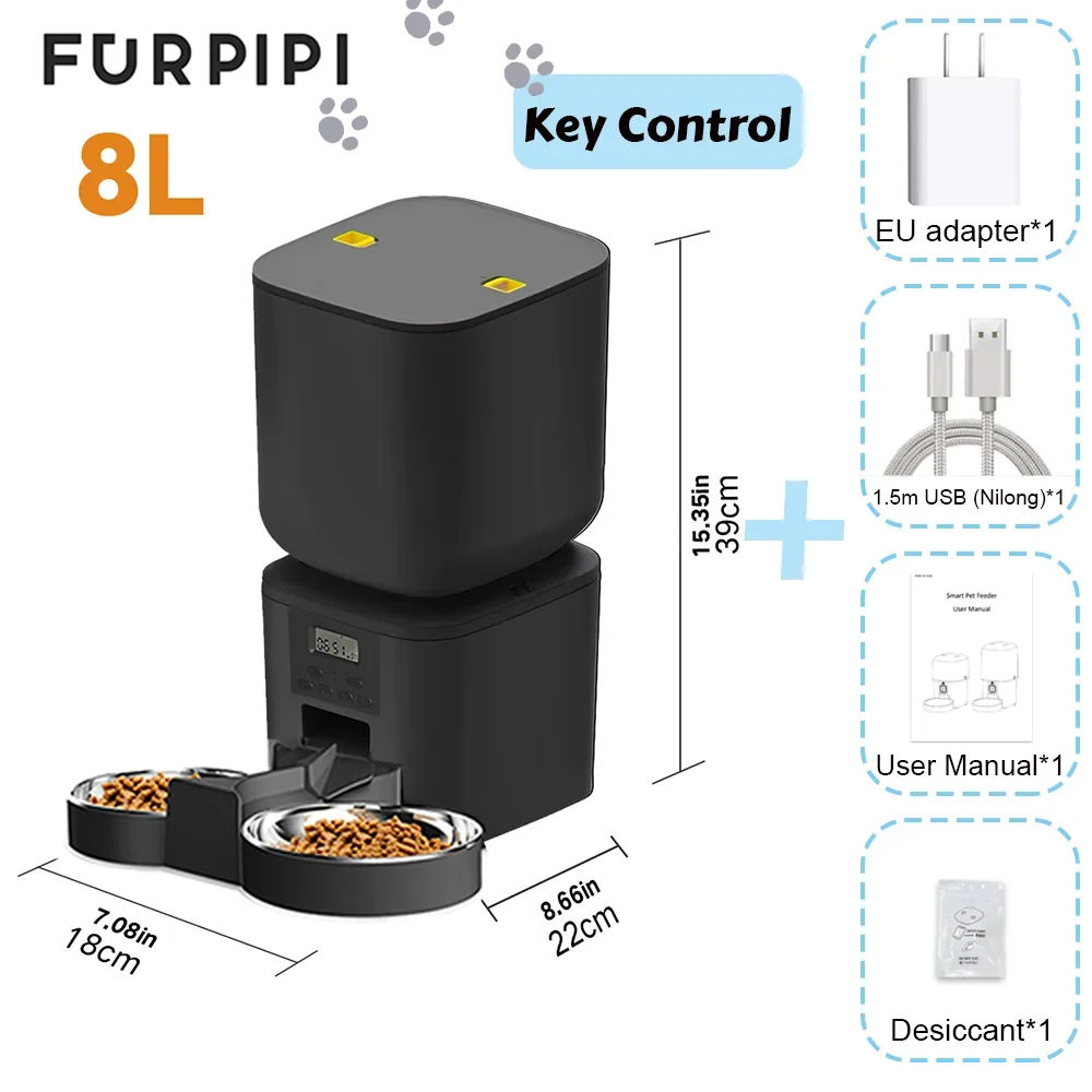 4L/8L Automatic Cat Feeder with Key Control  Manufacture User-Friendly Time Setting Feeder for Pets Dogs Cats