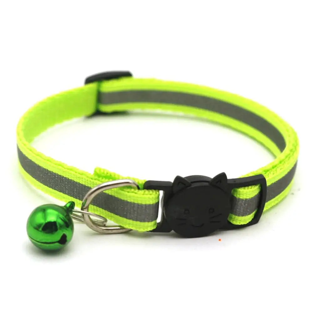 Safety Breakaway Cat Dog Collar Neck Strap Reflective Nylon Kitten Puppy Pet with Colorful Bell Puppy Pet Leash Accessories