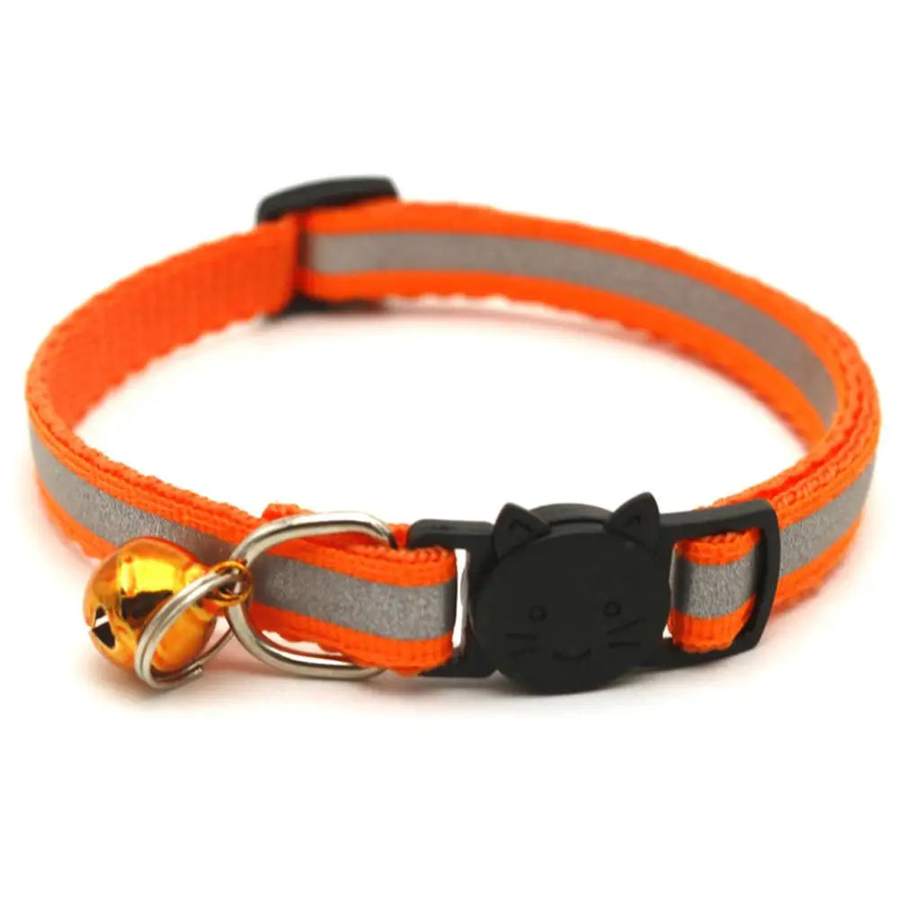 Safety Breakaway Cat Dog Collar Neck Strap Reflective Nylon Kitten Puppy Pet with Colorful Bell Puppy Pet Leash Accessories