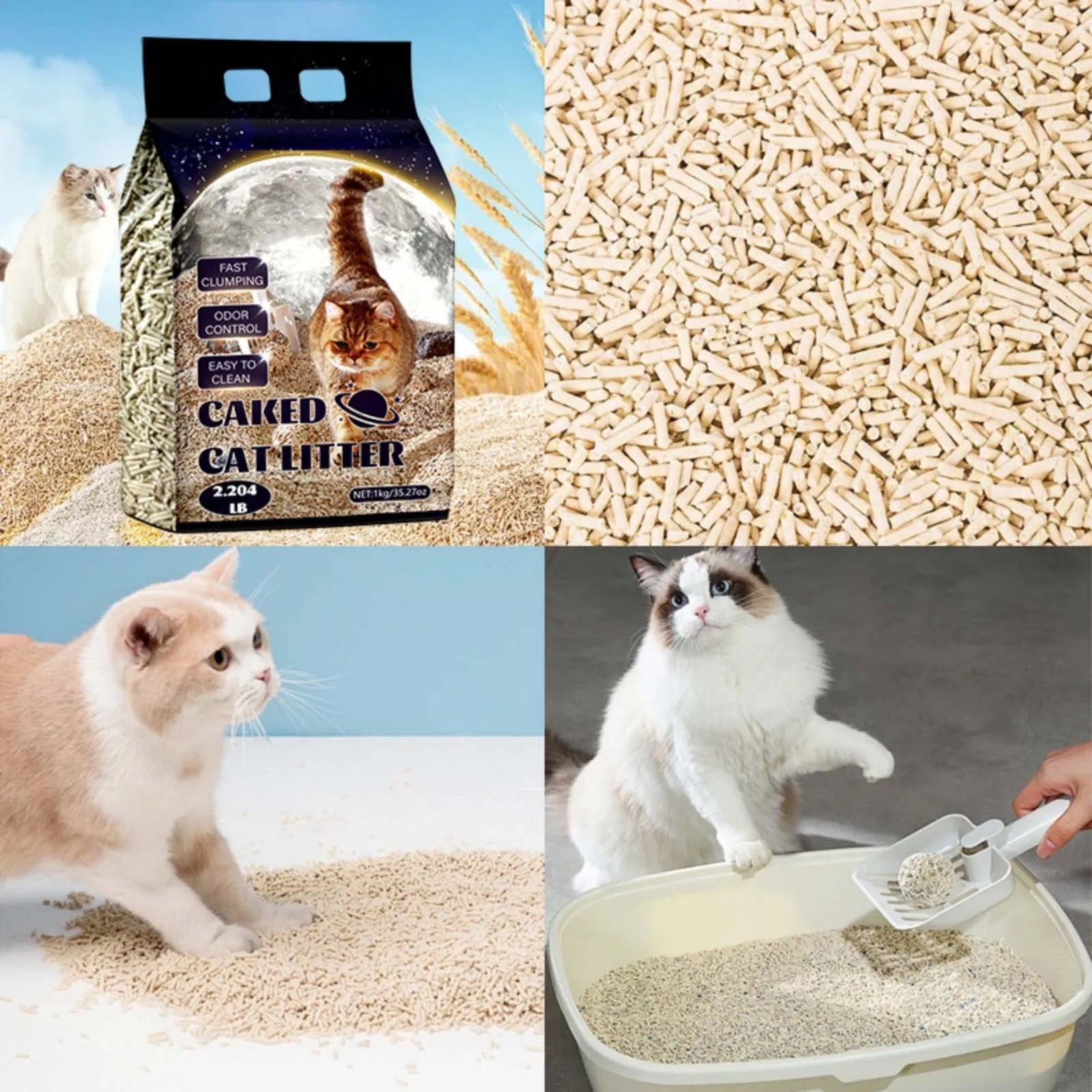 Cat Deodorising Clumping Bio-Enzymatic Bentonite Low Dust Pet Tofu Cat Litter, Home Cat Litter Deodorant Cleaning Pet Products
