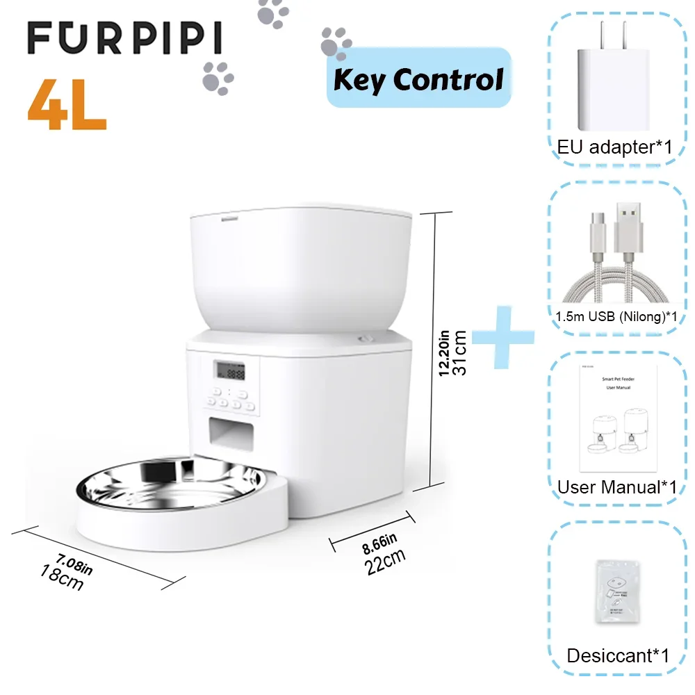 4L/8L Automatic Cat Feeder with Key Control  Manufacture User-Friendly Time Setting Feeder for Pets Dogs Cats