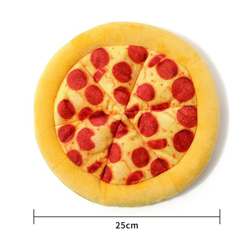Soft Plush Sound Dog Toy Doughnut Pizza Shape Pet Squeaky Toys for Small Medium Large Dog Puppy Cleaning Teeth Chew Toys