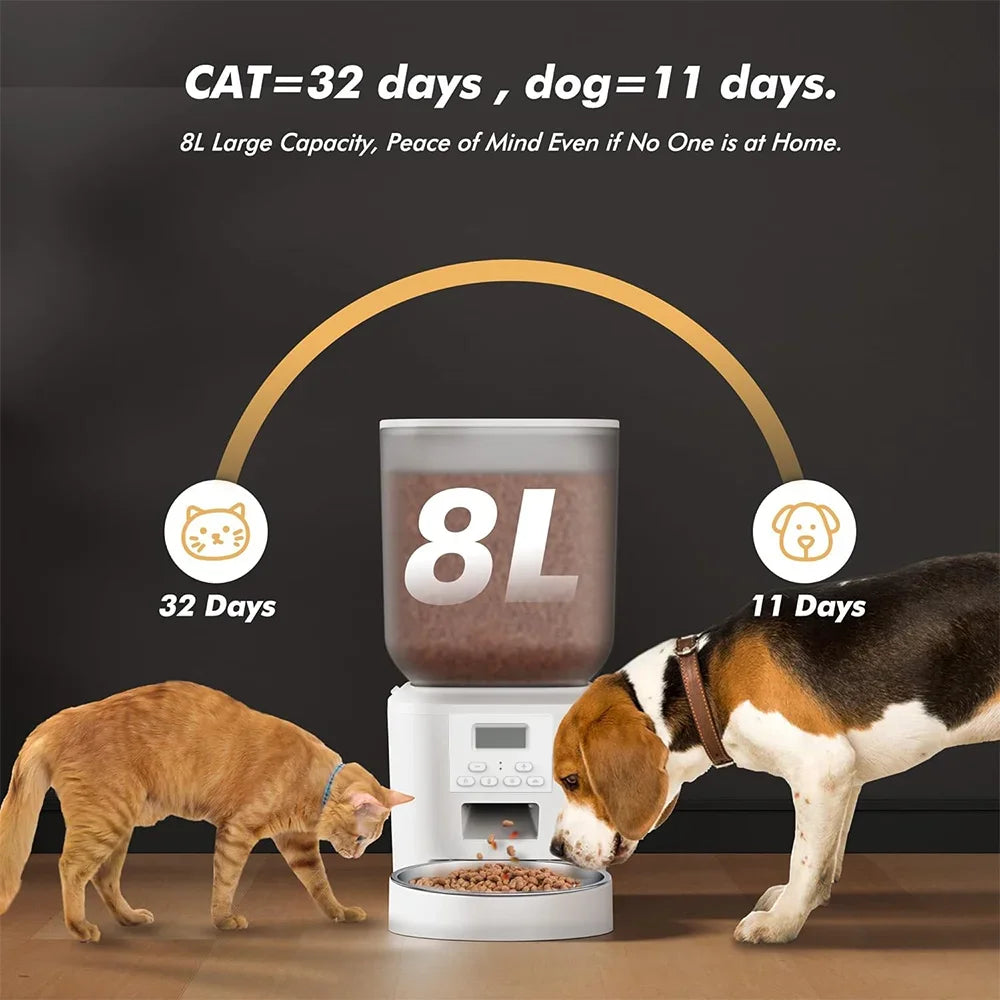 4L/8L Automatic Cat Feeder with Key Control  Manufacture User-Friendly Time Setting Feeder for Pets Dogs Cats