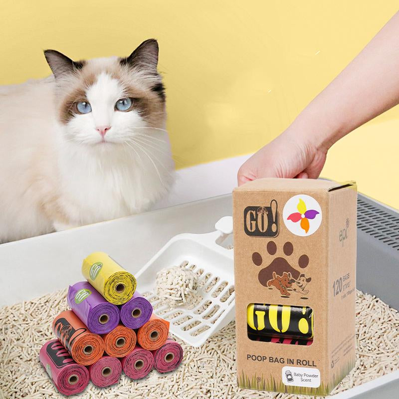 Portable Dog Poop Bags – Perfect for Dog Walks & Home Cleanup, Extra Thick No-Rip Biodegradable with Baby Powder Scent to Eliminate All Odors, Suitable for Pet Parents（120-Count ）