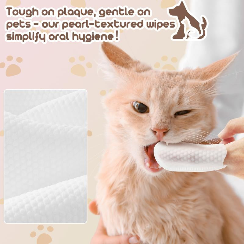 【Tailorix】Pet Care Finger Wipes for Dental, Ear, and Eye Hygiene.50 Clips,Grooming Kit Care for Dogs and Cats Grooming Wipes Freshens Breath, Easy to Use,