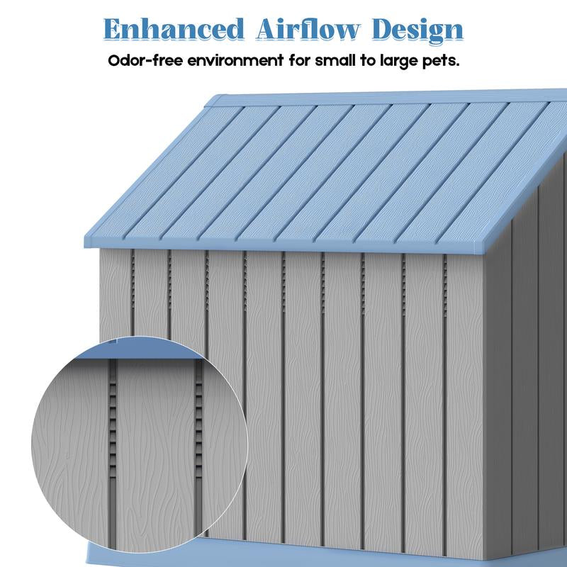 Durable Waterproof Plastic Dog/ Sheep House for Small to Large Sheep, Indoor Outdoor Pet Shelter with Ventilated Roof and Elevated Floor, Easy Assembly