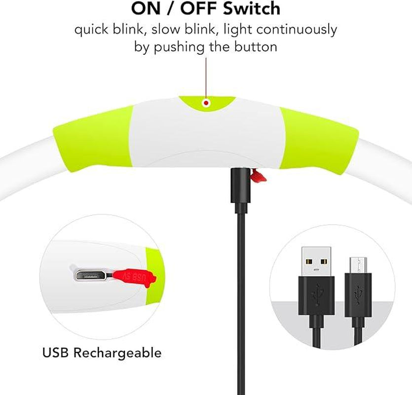 [LED Dog Collar] USB Rechargeable LED Dog Collar - Light up Adjustable Pet Collar with 3 Modes, 360° Glow Safety Necklace for Small/Medium/Large Dogs - TPU Cuttable Puppy Collar for Night Walking, Running, Hunting