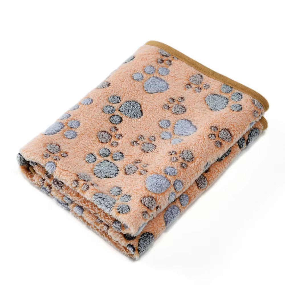 Cute Paw Print Warm Pet Bed Mat Cover for Small Medium Large Dogs Cat Fleece Soft Blanket Towel Winter Puppy Yorkies Supplies